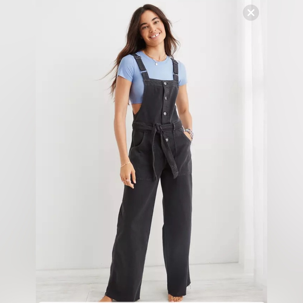 Aerie Skater Pant Overalls Raw Hem in Smoked Grey Size Small NwT